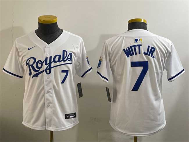 Youth Kansas City Royals #7 Bobby Witt Jr. White 2024 Home Limited Stitched Jersey->mlb youth jerseys->MLB Jersey